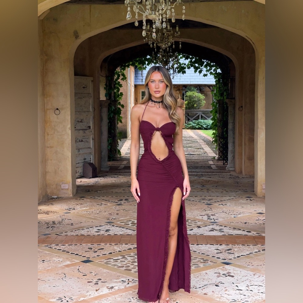 OUTCAST ROCCO MAXI DRESS WINE NWT